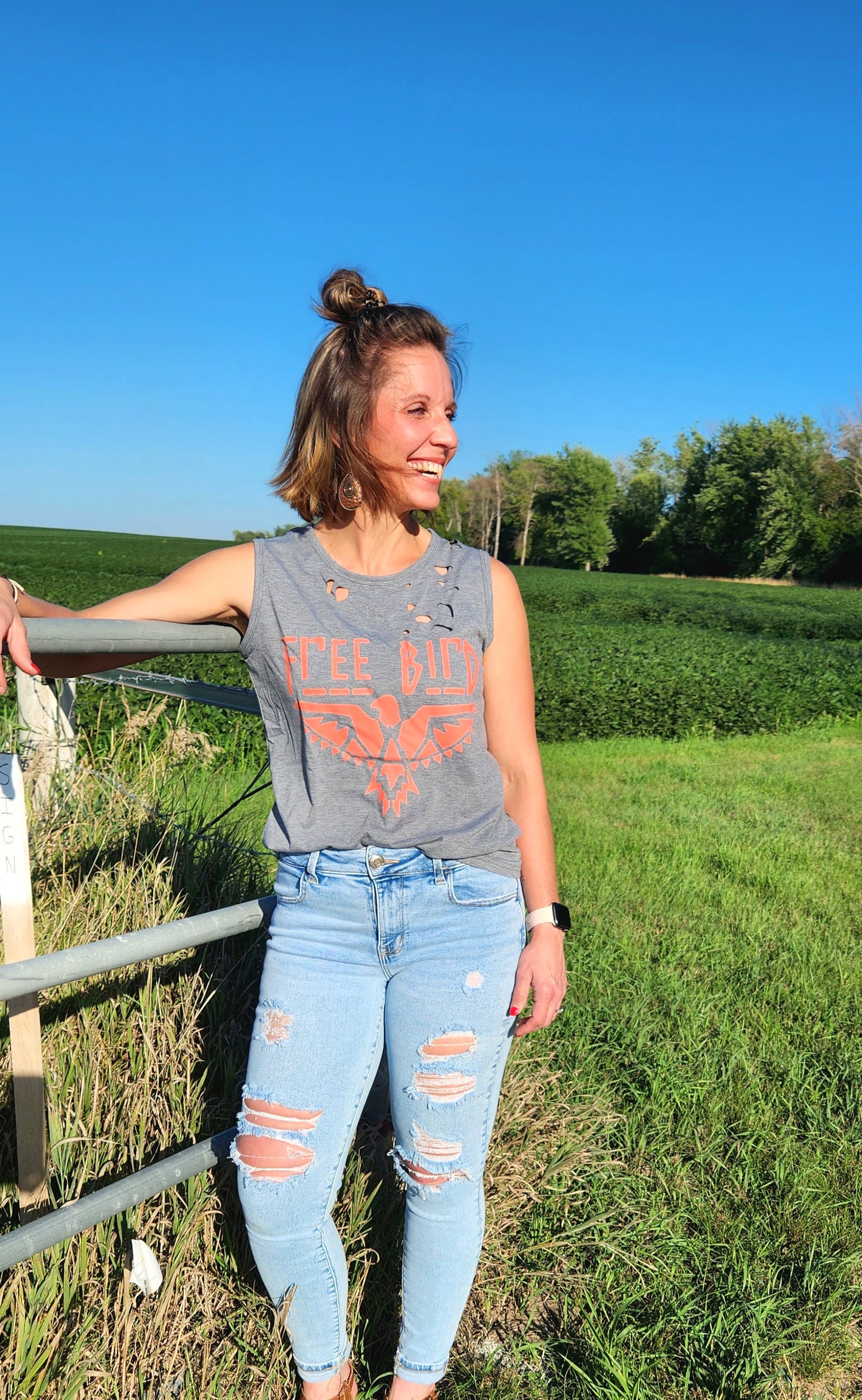 Free Bird Distressed Tank