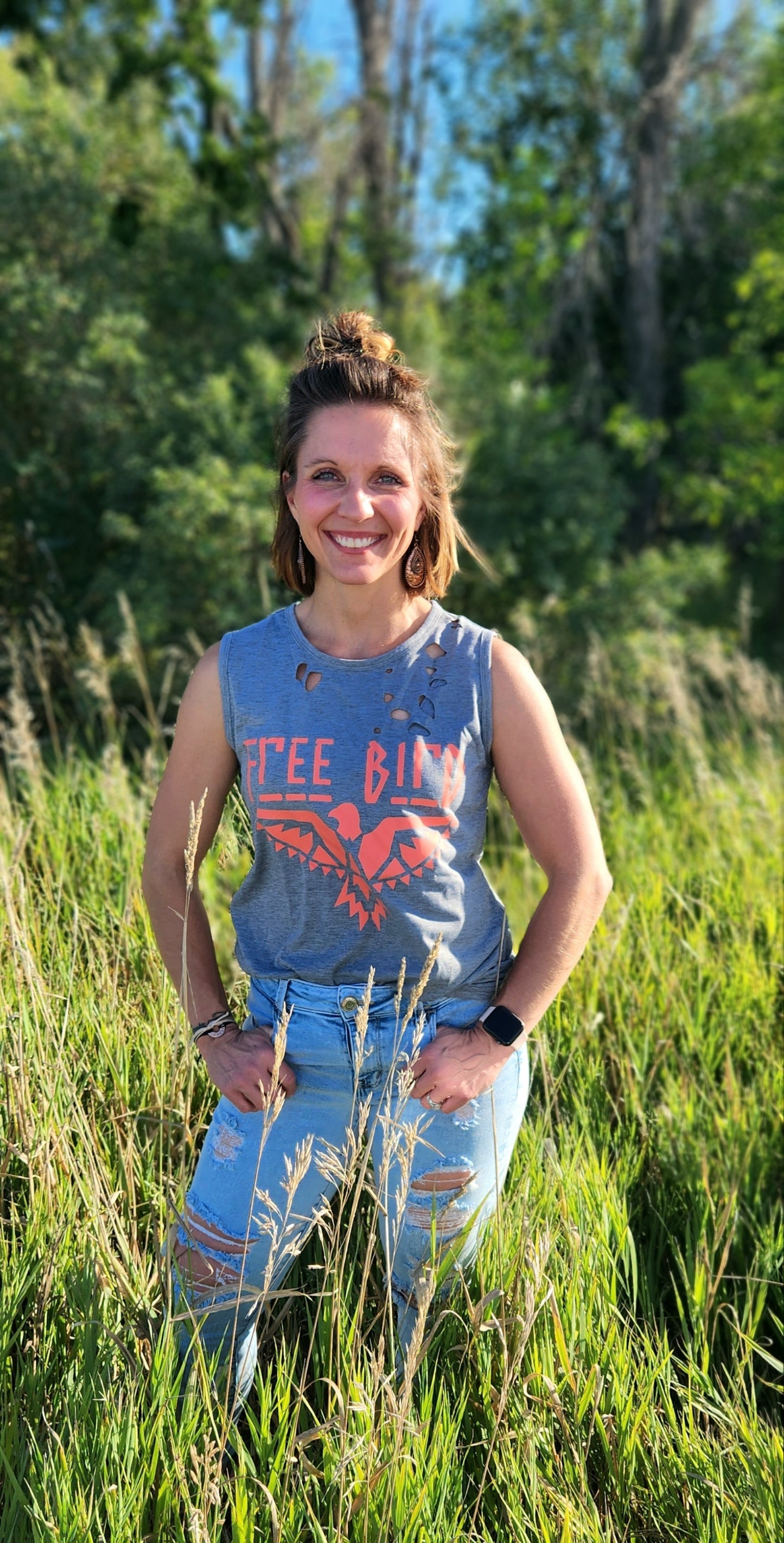 Free Bird Distressed Tank