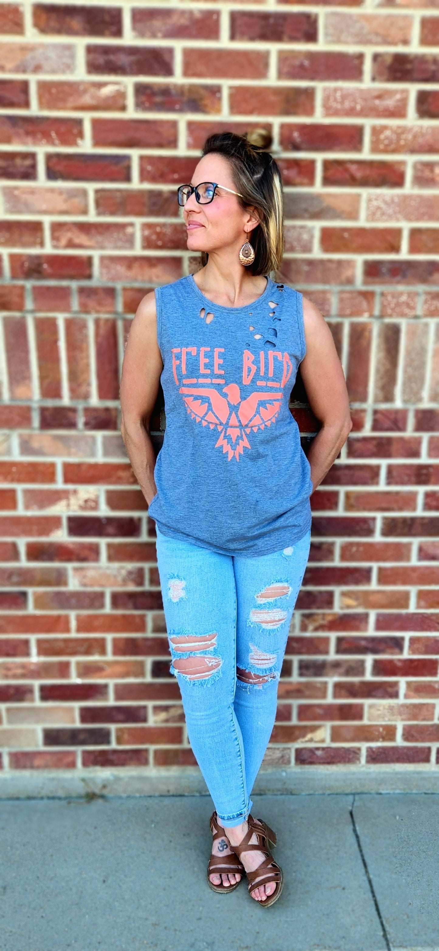 Free Bird Distressed Tank