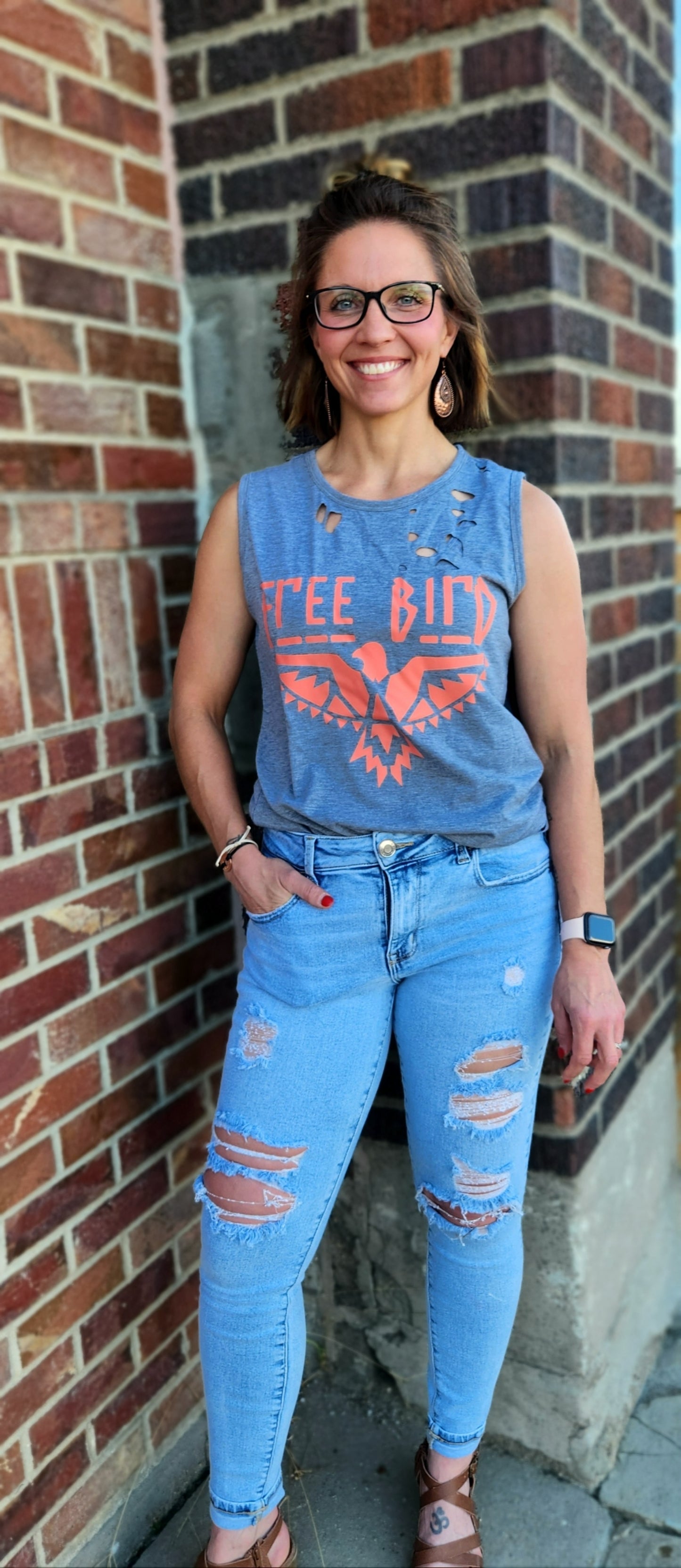 Free Bird Distressed Tank