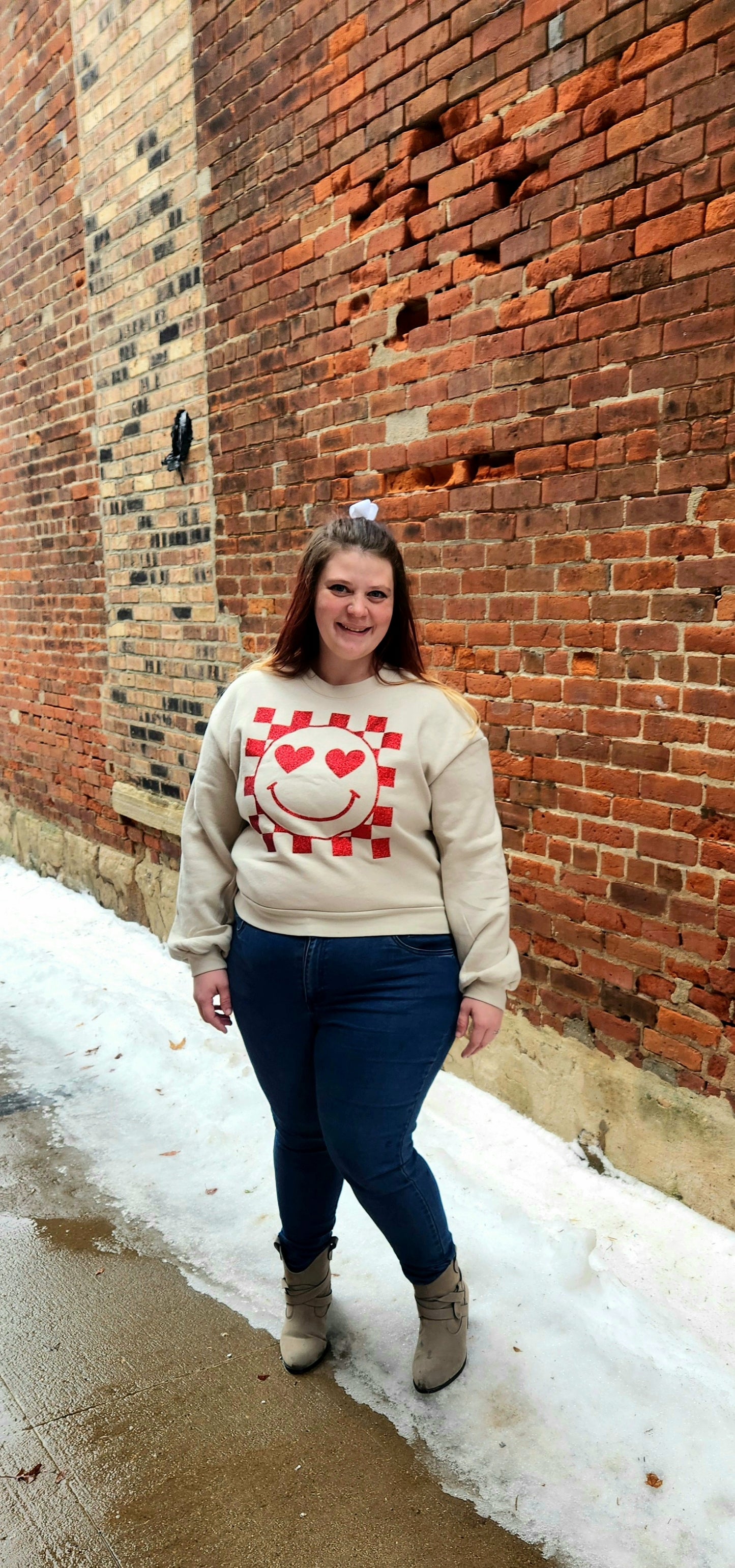 Heart Eyes Balloon Sleeve Sweatshirt