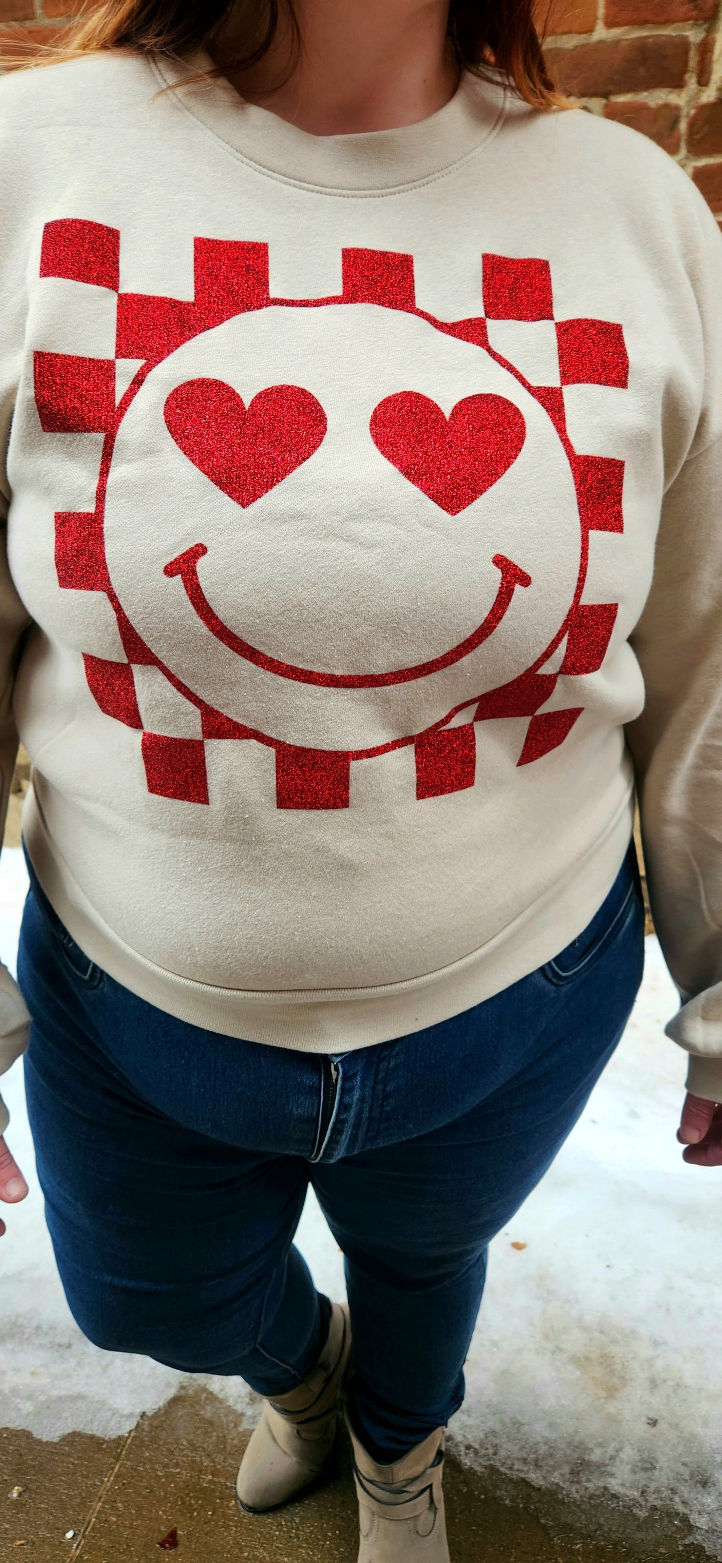 Heart Eyes Balloon Sleeve Sweatshirt