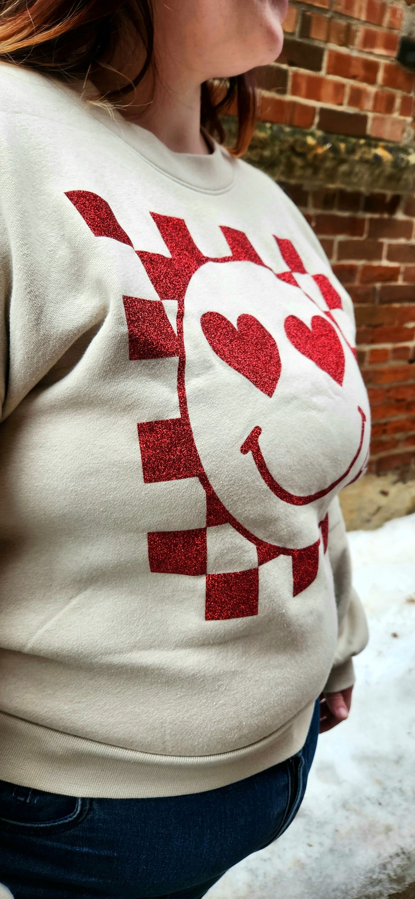 Heart Eyes Balloon Sleeve Sweatshirt