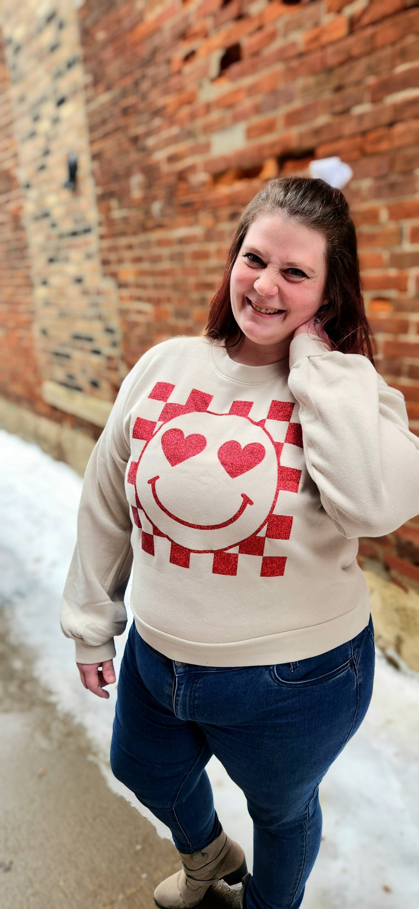 Heart Eyes Balloon Sleeve Sweatshirt