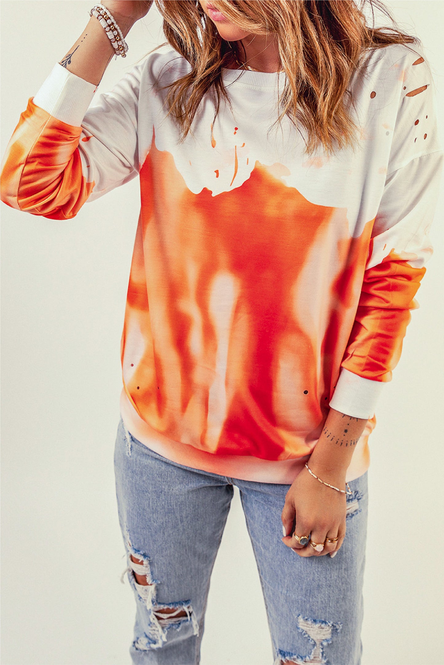 Tie Dye Distressed Sweatshirt